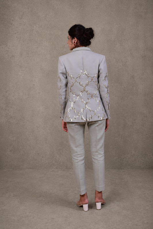 IHSAR Powder Blue Tailored Blazer in Powder Blue – back view