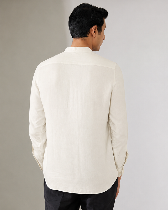 IHSAR Sequins Button Down Shirt in White – back view