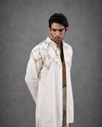 IHSAR Off White Long Shirt Men in Off-White – back view