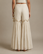 IHSAR White Sharara Pants in Off-White – back view