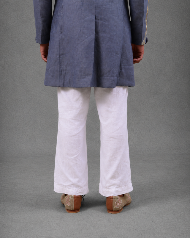IHSAR White Wide Leg Tailored Trousers in White – back view