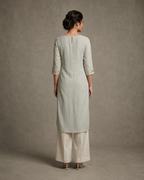 IHSAR Powder Blue Sequins Long Kurta in Powder Blue – back view