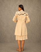 IHSAR Off White Blazer Skirt Set in Off-White – back view