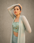 IHSAR Pastel Mint 3 Piece Shrug Set in Mint Green – back view