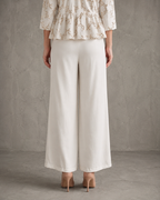 IHSAR Off White Wide Leg Pants in Off-White – back view