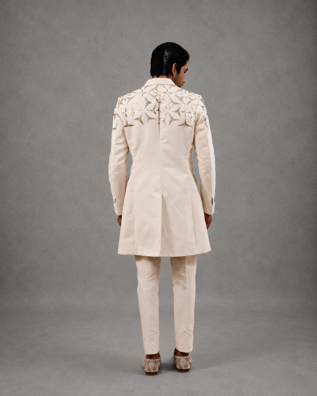 IHSAR Off White Long Coat in Off-White – back view