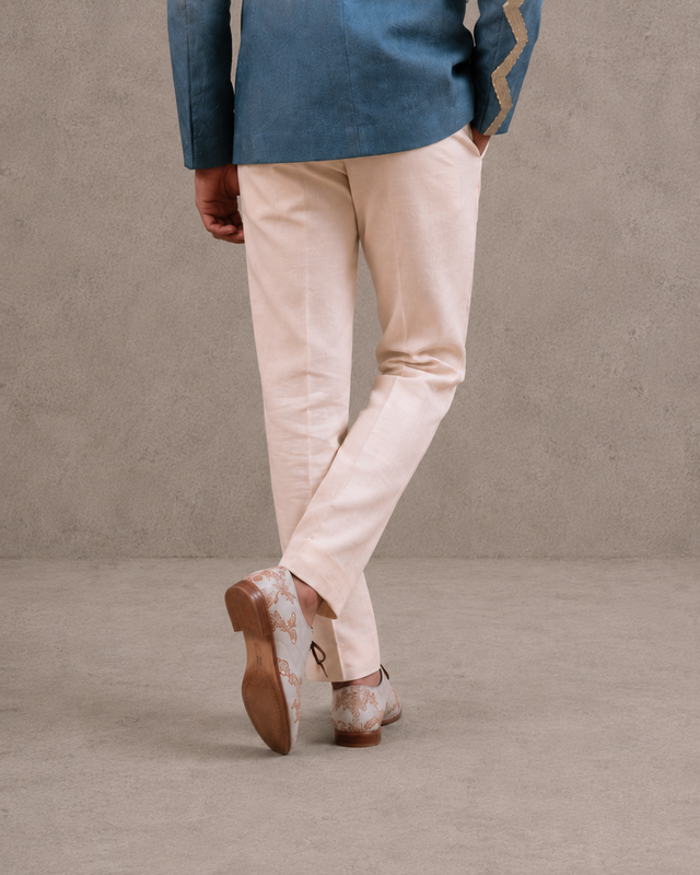 IHSAR Off White Tailored Trousers in Off-White – back view