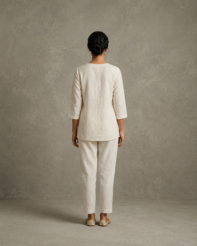 IHSAR Off White Boho Top in Off-White – back view