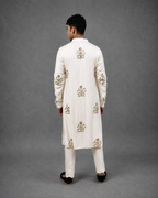 IHSAR Off White Sequins Kurta in Off-White – back view