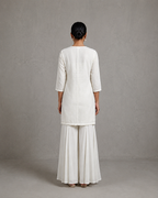 IHSAR Angrakha Sequins Wrap Kurta in Off-White – back view