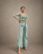 IHSAR Pastel Mint 3 Piece Shrug Set in Mint Green – detail view