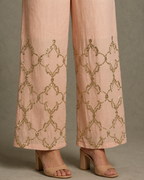 IHSAR Baby Pink Sequins Pants in Baby Pink – side view