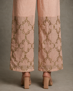 IHSAR Baby Pink Sequins Pants in Baby Pink – back view